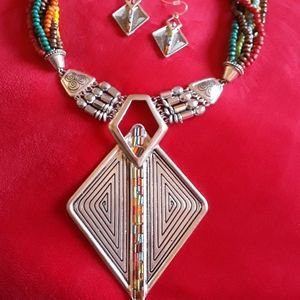 1 OF A KIND STERLING SILVER NECKLACE SET W STONES